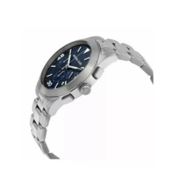 NWT MK GARETH SILVER BLUE CHRONOGRAPH MENS WATCH - Picture 5 of 5